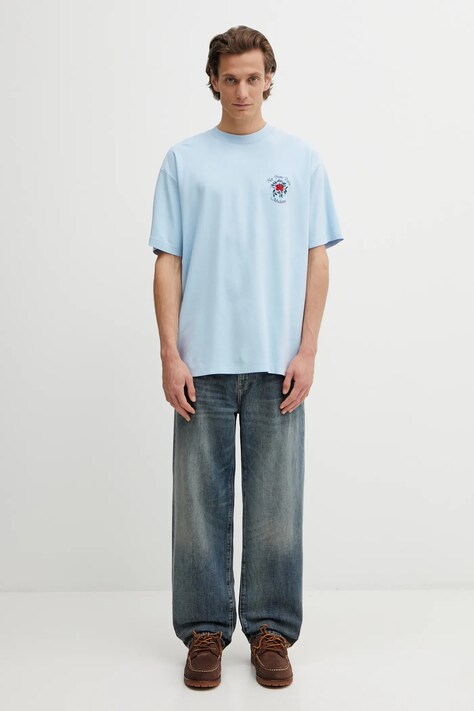 Drôle de Monsieur t-shirt bawełniany T-Shirt Slogan Rose męski kolor niebieski z nadrukiem J.TS210.CO002.LBE