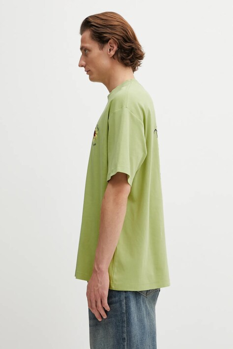 Drôle de Monsieur t-shirt bawełniany Slogan Rose męski kolor zielony z nadrukiem J.TS210.CO002.LOL