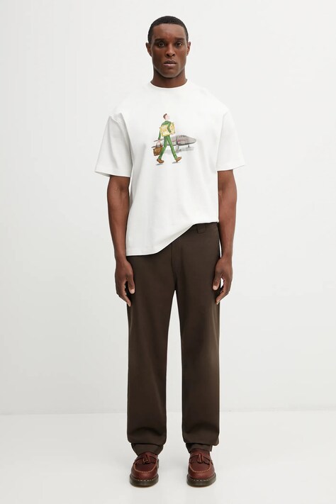 Drôle de Monsieur t-shirt bawełniany LHomme Au Tableau męski kolor beżowy z nadrukiem J.TS290.CO002.OW