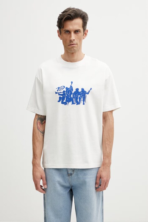 Drôle de Monsieur Musiciens T-shirt męski bawełniany beżowy K-TS306-CO002-OW