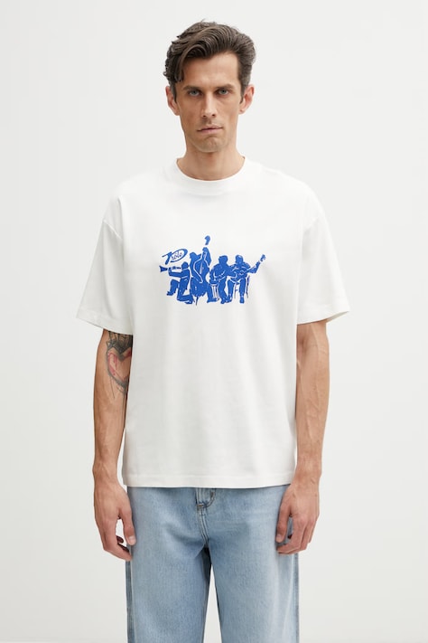 Drôle de Monsieur Musiciens T-shirt męski bawełniany beżowy K-TS306-CO002-OW