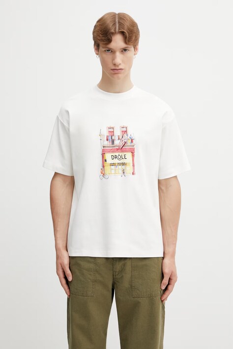 Drôle de Monsieur Drôle Café t-shirt męski bawełniany biały K-TS307-CO002-OW