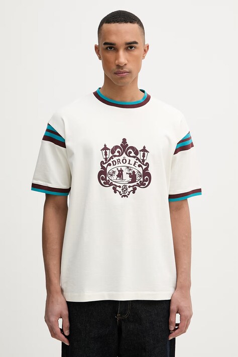 Drôle de Monsieur Danseurs t-shirt bawełniany męski beżowy K-TS293-CO248-OW