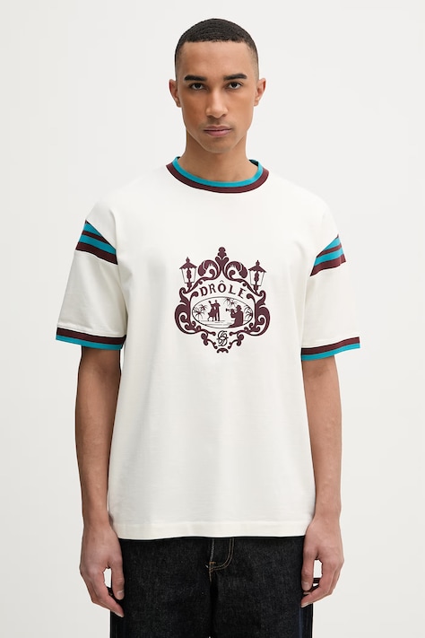 Drôle de Monsieur Danseurs t-shirt bawełniany męski beżowy K-TS293-CO248-OW