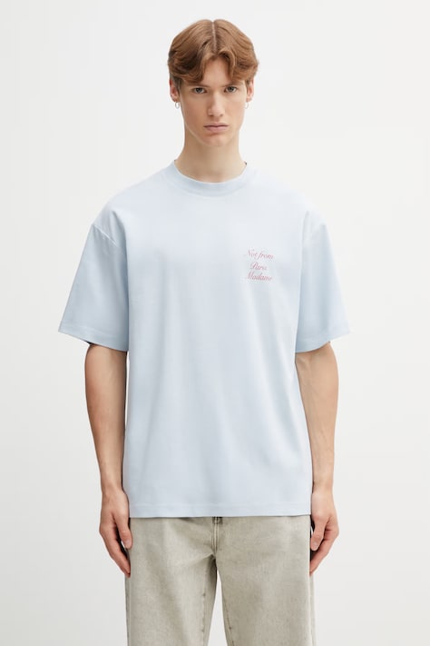 Drôle de Monsieur tričko pánské bavlněné Le T-Shirt Slogan Calligraphy modré K-TS209-CO002-LBE