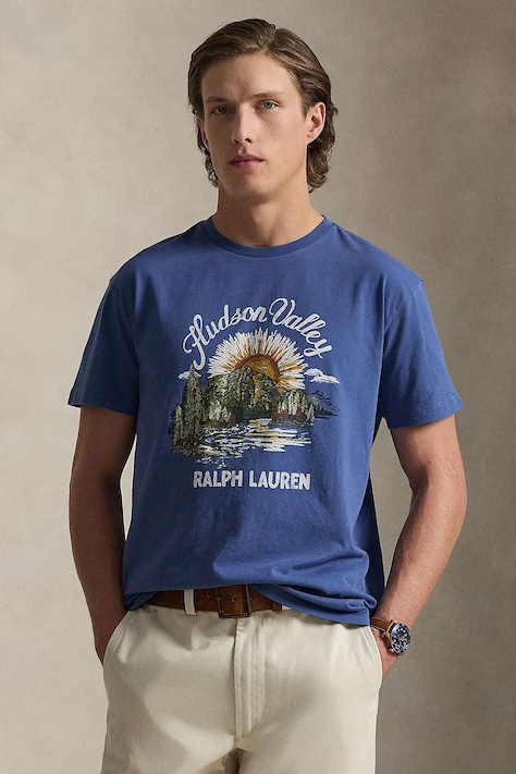 Βαμβακερό μπλουζάκι Polo Ralph Lauren ανδρικά, χρώμα: μπλε, 710P04881