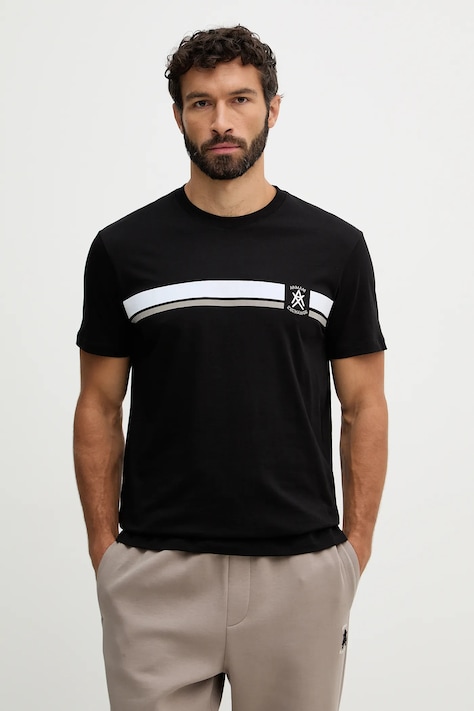 Bavlnené tričko Armani Exchange pánske, čierna farba, s potlačou, XM001792 AF12308
