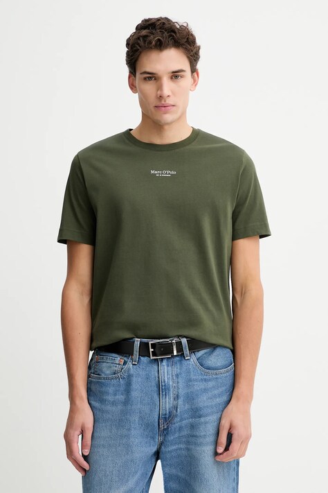 Marc O'Polo t-shirt bawełniany męski kolor zielony z nadrukiem 620201251382
