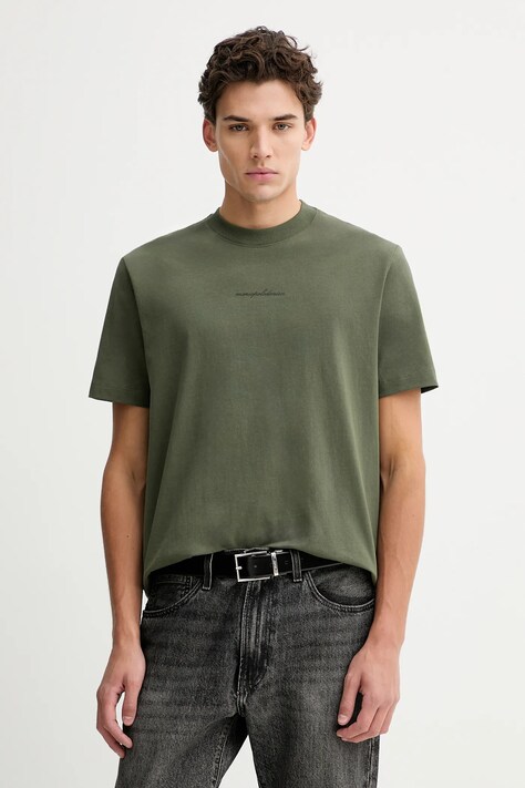 Bavlnené tričko Marc O'Polo pánske, zelená farba, jednofarebné, 5000007709