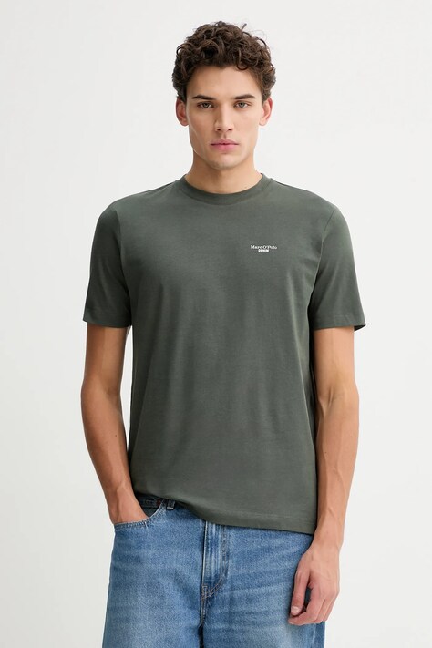 Marc O'Polo t-shirt bawełniany 2-pack męski kolor zielony melanżowy 5000009271