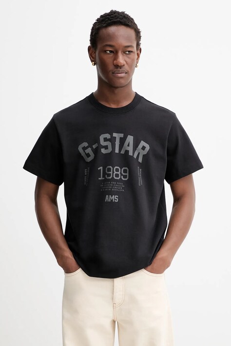 G-Star t-shirt bawełniany 89 back gr loose męski kolor czarny z nadrukiem D26857-C784