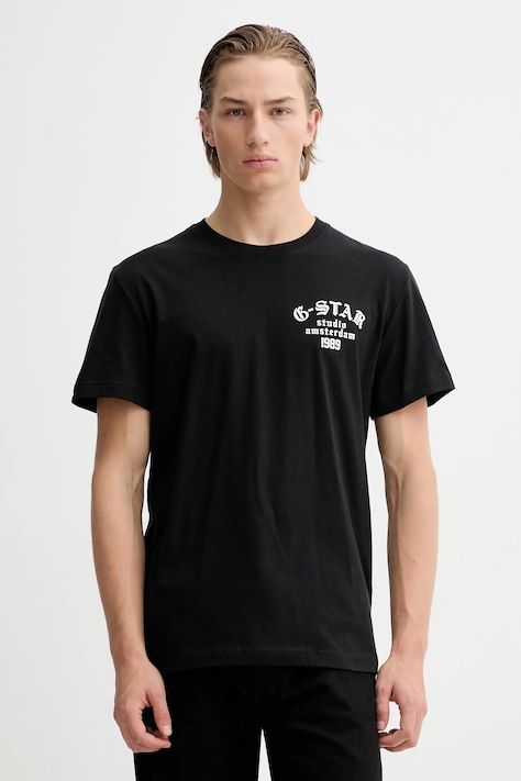G-Star t-shirt bawełniany męski kolor czarny z nadrukiem D26862-336