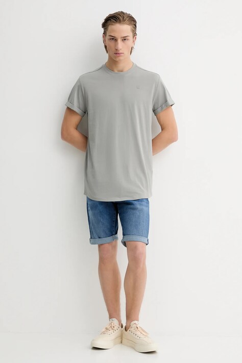G-Star t-shirt bawełniany męski kolor szary gładki D16396-B353