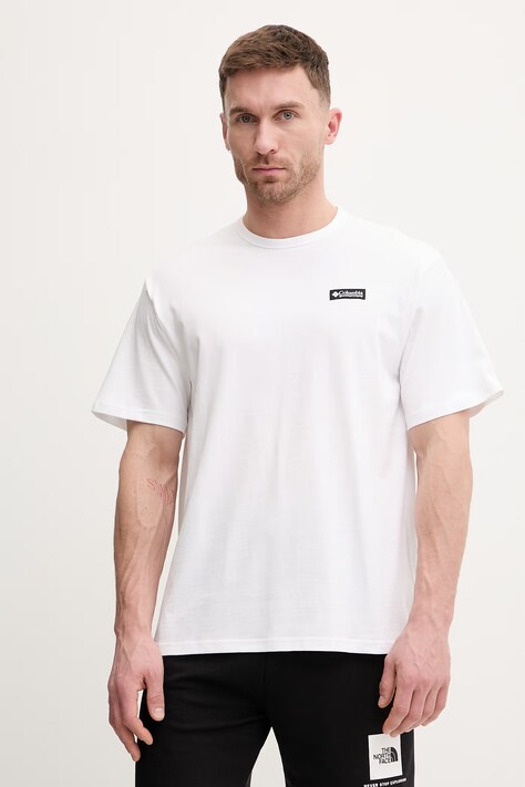 Columbia t-shirt bawełniany CSC męski kolor biały z nadrukiem 2155041