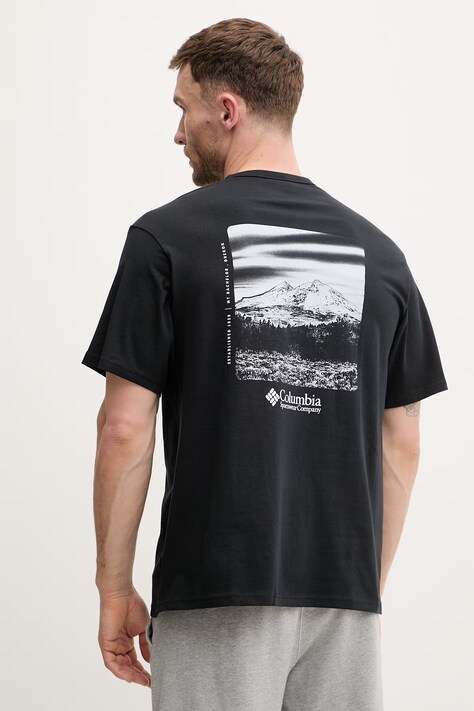 Columbia t-shirt bawełniany CSC męski kolor czarny z nadrukiem 2155041