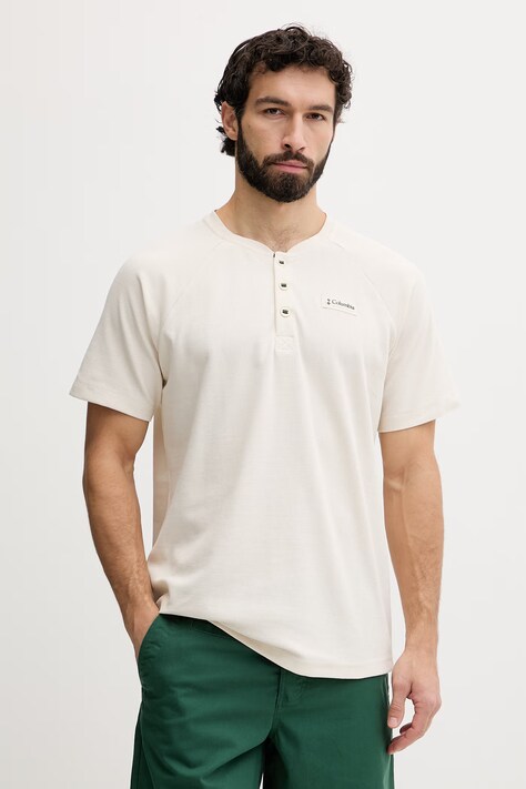 Columbia t-shirt męski z bawełną Acker Rock beżowy 2157061