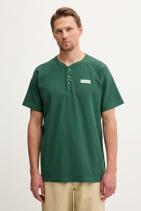 Columbia t-shirt męski z bawełną Acker Rock zielony 2157061