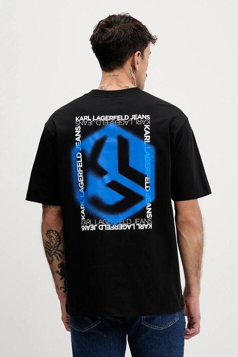 Karl Lagerfeld Jeans t-shirt bawełniany męski kolor czarny z nadrukiem B1M17073