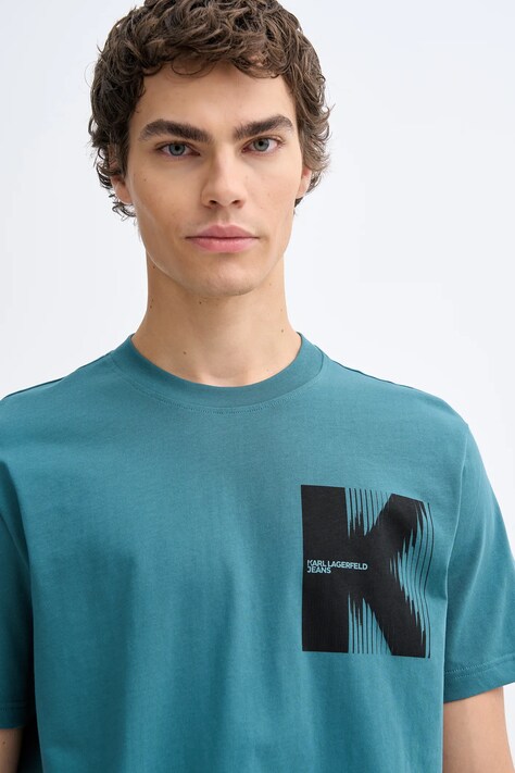 Бавовняна футболка Karl Lagerfeld Jeans — SS26-TSM0BP, бірюзовий — фото 4
