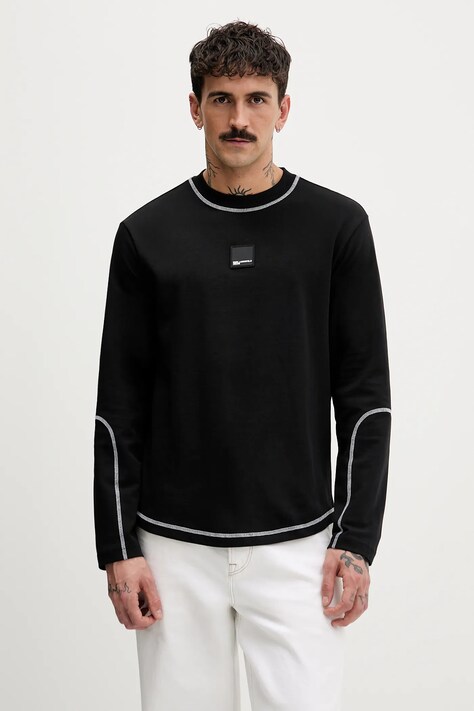 Karl Lagerfeld Jeans longsleeve bawełniany kolor czarny z aplikacją B1M17071