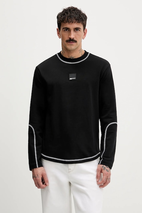 Karl Lagerfeld Jeans longsleeve bawełniany kolor czarny z aplikacją B1M17071