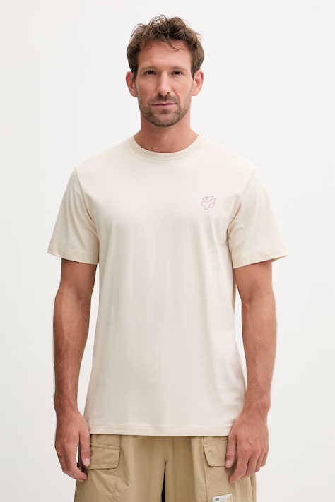 Jack Wolfskin t-shirt męski bawełniany Celebrate The Paw beżowy A65915