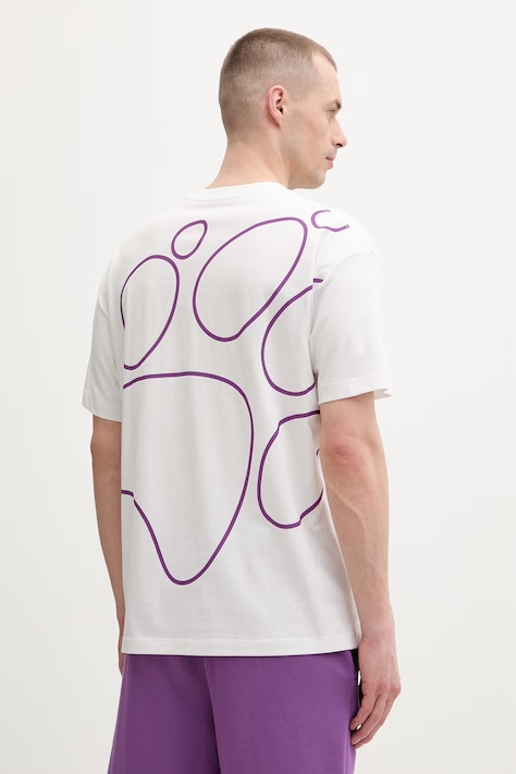 Jack Wolfskin T-shirt γυμναστικής ανδρικό βαμβακερό Celebrate The Paw λευκό A65912