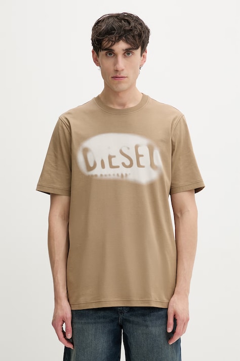 Diesel t-shirt męski bawełniany T-ADJUST-V2 beżowy A19971.0QIAM