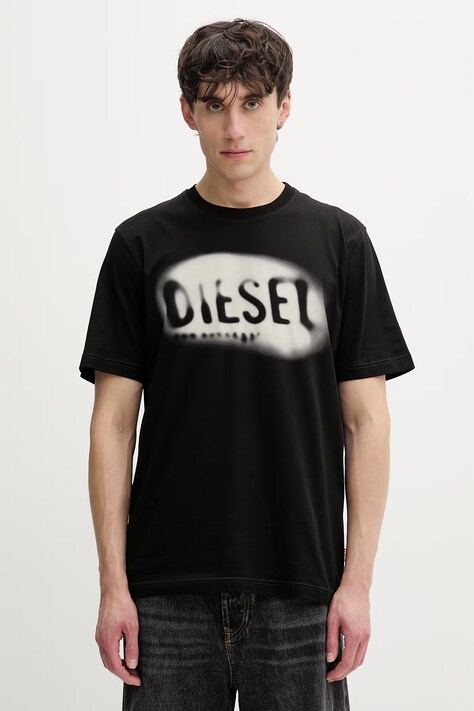 Diesel t-shirt męski bawełniany T-ADJUST-V2 czarny A19971.0QIAM