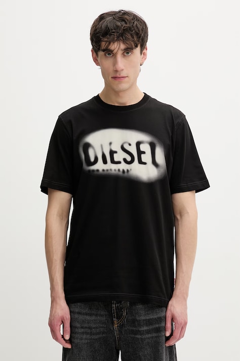Diesel t-shirt męski bawełniany T-ADJUST-V2 czarny A19971.0QIAM