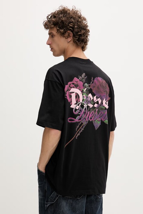 Diesel t-shirt męski bawełniany T-BOGGY-V4 czarny A22497.0PLAT