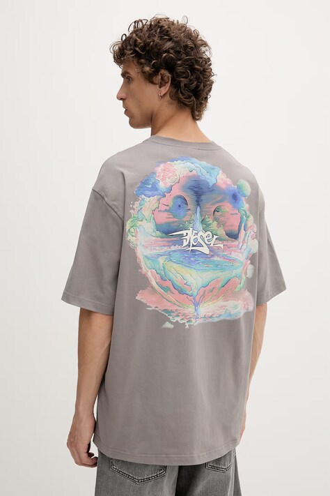 Diesel t-shirt męski bawełniany T-BOGGY-V5 szary A22500.0PLAT