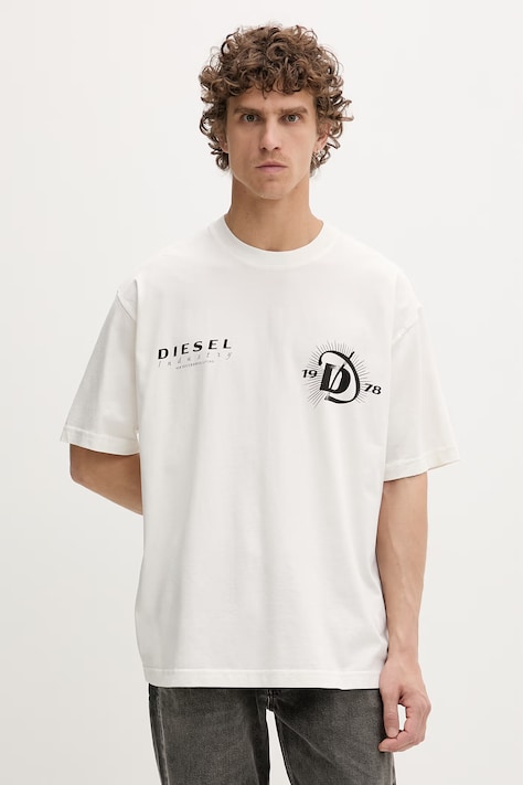 Diesel t-shirt Ανδρικό βαμβακερό T-BOGGY-V6 μπεζ A22505.0WICU