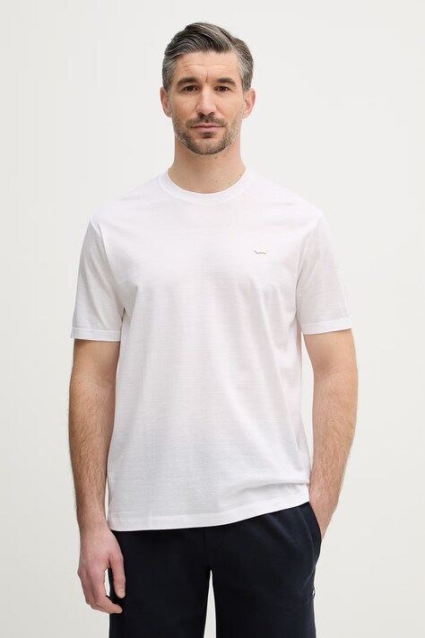 Paul&Shark t-shirt bawełniany męski kolor biały gładki 26411016