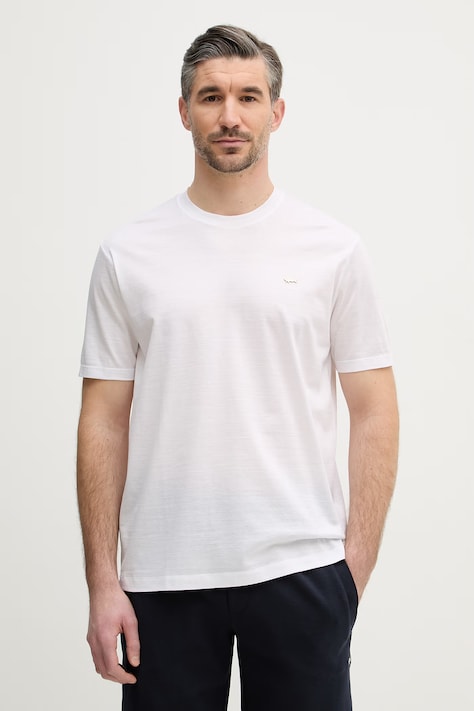 Paul&Shark t-shirt bawełniany męski kolor biały gładki 26411016