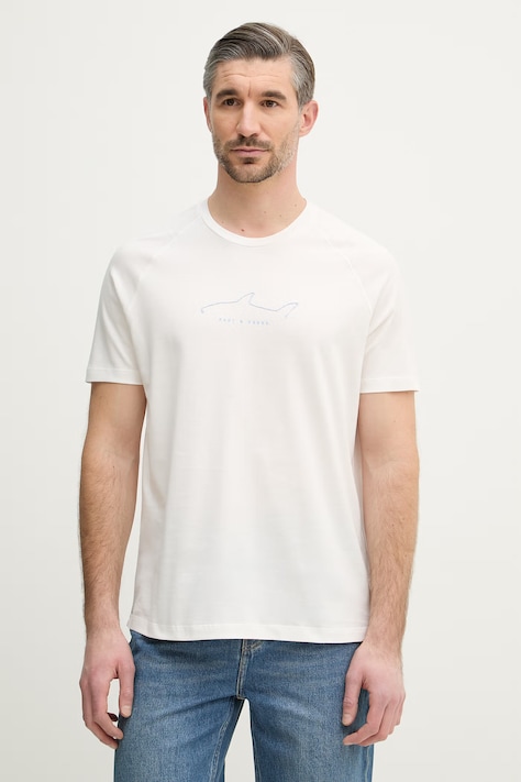 Paul&Shark t-shirt bawełniany męski kolor biały z aplikacją 26411033