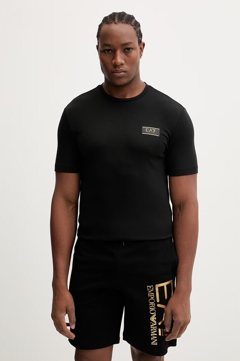 EA7 Emporio Armani t-shirt męski kolor czarny gładki AF13739.7M001331