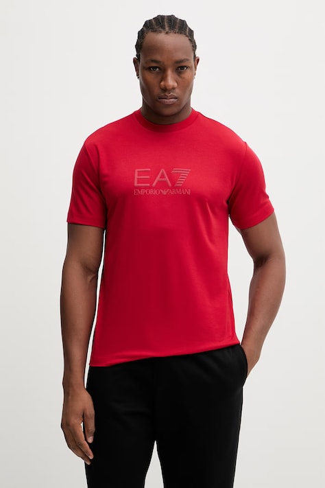 EA7 Emporio Armani t-shirt męski kolor czerwony z aplikacją AF13862.7M001358