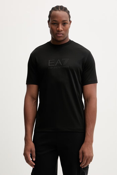 EA7 Emporio Armani t-shirt męski kolor czarny z aplikacją AF13862.7M001358