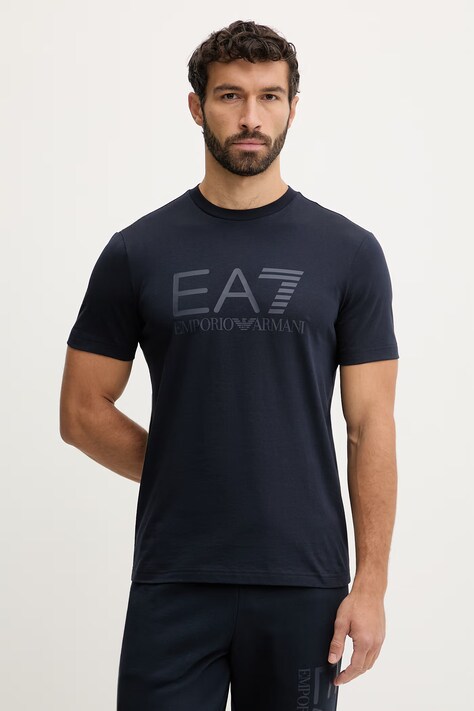 EA7 Emporio Armani t-shirt bawełniany męski kolor granatowy z nadrukiem AF22264.7M001412