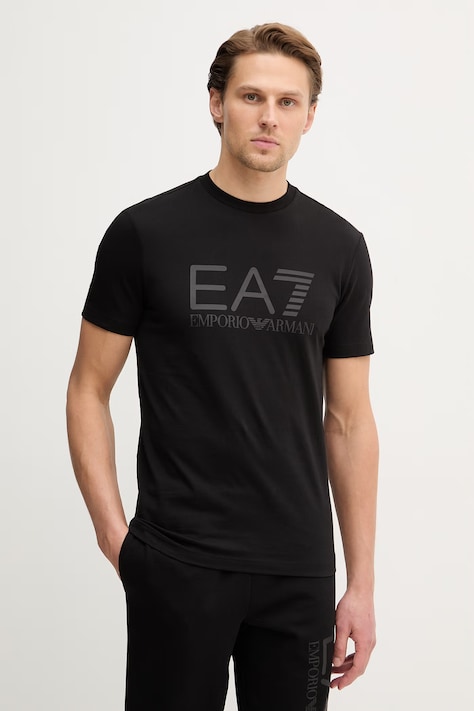 EA7 Emporio Armani t-shirt bawełniany męski kolor czarny z nadrukiem AF22264.7M001412