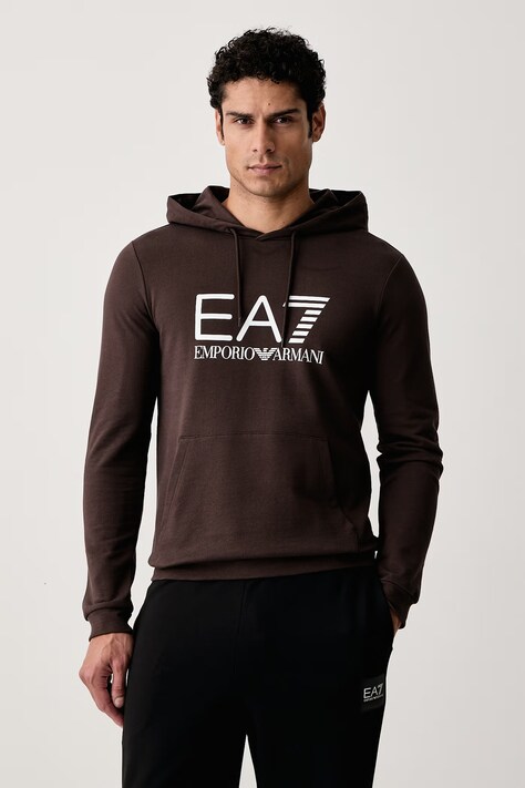 EA7 Emporio Armani Bluza z kapturem męska bawełniana brązowa AF22266.7M001413