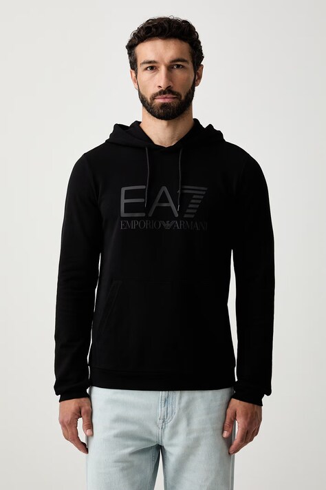 EA7 Emporio Armani bluza z kapturem męska bawełniana czarna AF22266.7M001413