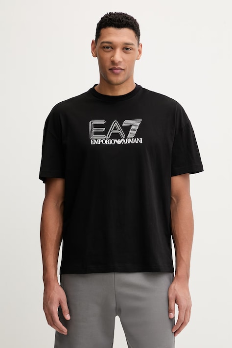 EA7 Emporio Armani t-shirt bawełniany męski kolor czarny z nadrukiem AF10375.7M001309