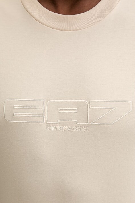 Бавовняна футболка EA7 Emporio Armani — SS26-TSM0DS, бежевий — фото 5
