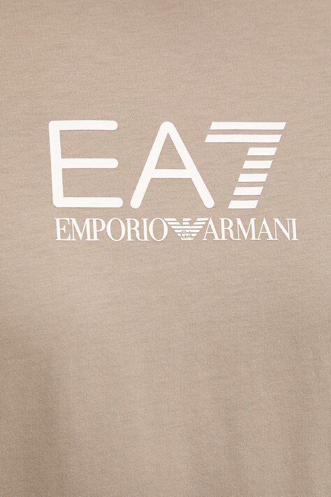 Бавовняна футболка EA7 Emporio Armani — SS26-TSM0DT, коричневий — фото 5