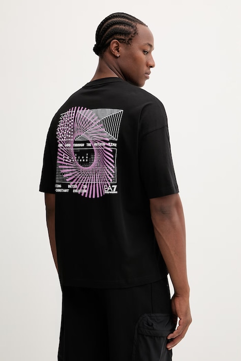 EA7 Emporio Armani t-shirt bawełniany męski kolor czarny z nadrukiem AF22264.7M001419