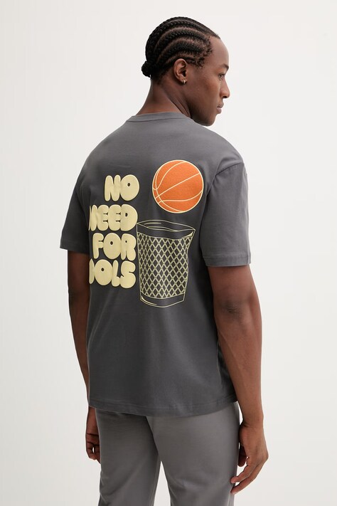 EA7 Emporio Armani t-shirt bawełniany męski kolor szary z nadrukiem AF13244.7M001398