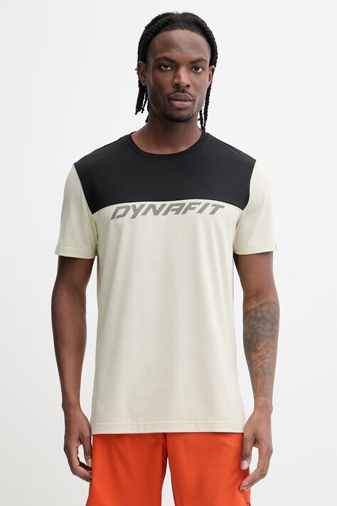 Dynafit t-shirt sportowy DRIRELEASE męski kolor beżowy z nadrukiem 08.0000071689