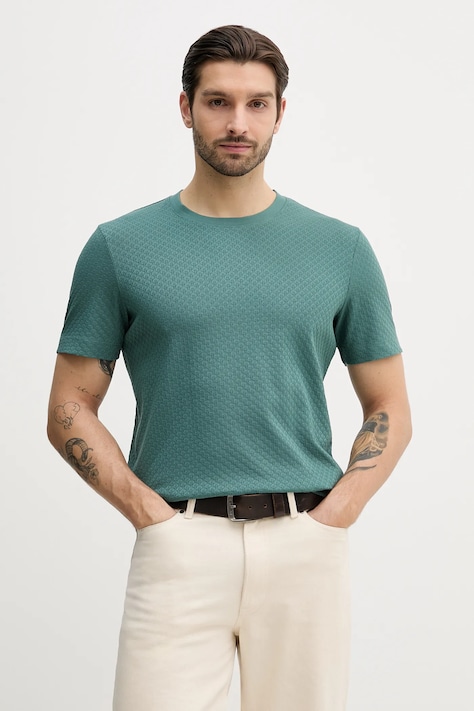 Joop! t-shirt bawełniany męski kolor zielony gładki 30100493